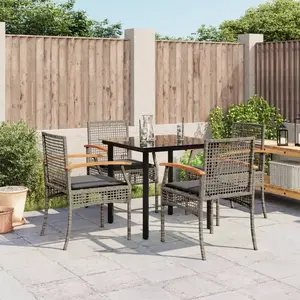 vidaXL Ensemble à manger de jardin 5 pcs coussins gris résine tressée pas cher