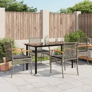 vidaXL Ensemble à manger de jardin 5 pcs coussins gris résine tressée pas cher