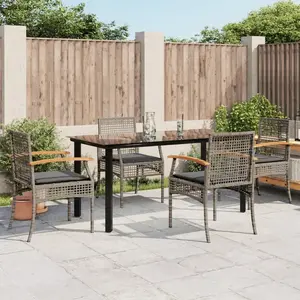 vidaXL Ensemble à manger de jardin 5 pcs coussins gris résine tressée pas cher