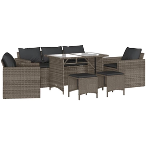 vidaXL Salon de jardin 6 pcs avec coussins gris résine tressée pas cher