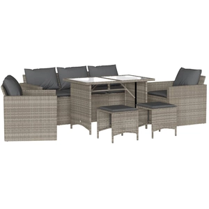vidaXL Salon de jardin 6 pcs avec coussins gris clair résine tressée pas cher