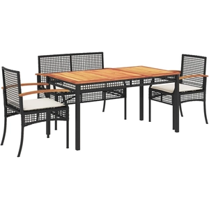 vidaXL Ensemble à manger de jardin coussins 5pcs Noir Résine tressée pas cher