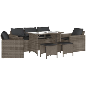 vidaXL Salon de jardin 6 pcs avec coussins gris résine tressée pas cher