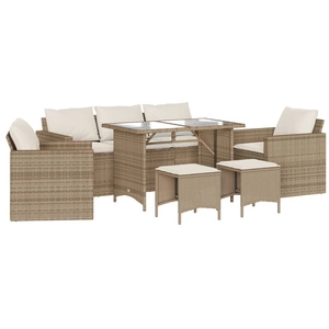 vidaXL Salon de jardin avec coussins 6 pcs beige résine tressée pas cher