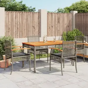 vidaXL Ensemble à manger de jardin 5 pcs coussins gris résine tressée pas cher