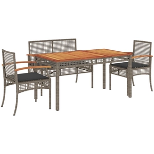 vidaXL Ensemble à manger de jardin 3 pcs coussins gris résine tressée pas cher