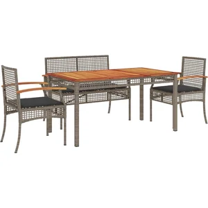vidaXL Ensemble à manger de jardin 5 pcs coussins gris résine tressée pas cher