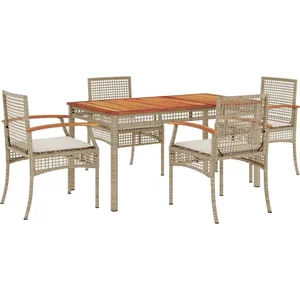 vidaXL Ensemble à manger de jardin avec coussins 5pcs Beige poly rotin pas cher