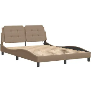 vidaXL Cadre de lit avec lumières LED cappuccino 120x200 cm similicuir pas cher