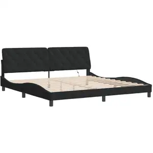 vidaXL Cadre de lit avec lumières LED noir 200x200 cm velours pas cher
