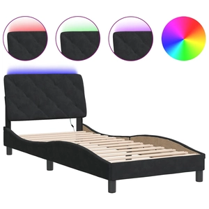 vidaXL Cadre de lit avec lumières LED noir 160x200 cm velours pas cher