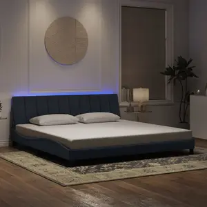 vidaXL Cadre de lit avec lumières LED gris foncé 200x200 cm velours pas cher