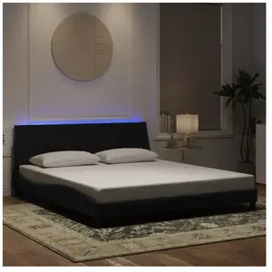 vidaXL Cadre de lit avec lumières LED noir 180x200 cm velours pas cher