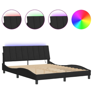 vidaXL Vidaxl Cadre De Lit Avec Led Sans Matelas Noir 160x200 Cm Velours pas cher