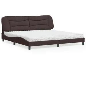 vidaXL Lit avec matelas marron foncé 200x200 cm tissu pas cher