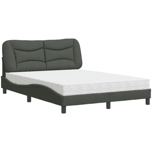 vidaXL Lit avec matelas gris foncé 140x190 cm tissu pas cher