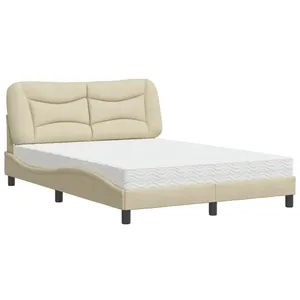 vidaXL Lit avec matelas crème 120x200 cm tissu pas cher