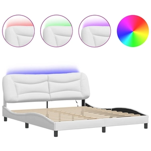 vidaXL Cadre de lit avec lumières LED noir 180x200 cm similicuir pas cher