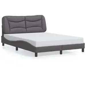 vidaXL Cadre de lit avec lumières LED gris 140x190 cm similicuir pas cher