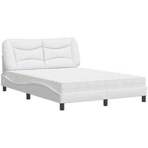 vidaXL Lit avec matelas blanc 120x200 cm similicuir pas cher