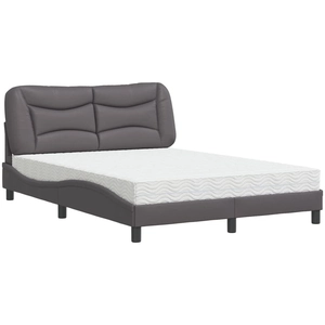 vidaXL Lit avec matelas gris 120x200 cm similicuir pas cher