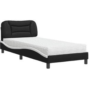 vidaXL Lit avec matelas noir et blanc 100x200 cm similicuir pas cher