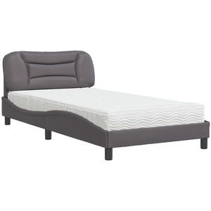 vidaXL Lit avec matelas gris 100x200 cm similicuir pas cher