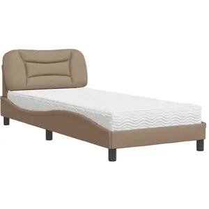 vidaXL Lit avec matelas cappuccino 80x200 cm similicuir pas cher