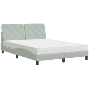 vidaXL Lit avec matelas gris clair 140x190 cm velours pas cher