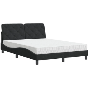 vidaXL Lit avec matelas noir 140x190 cm velours pas cher