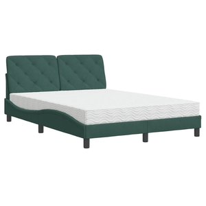 vidaXL Lit avec matelas vert foncé 140x190 cm velours pas cher