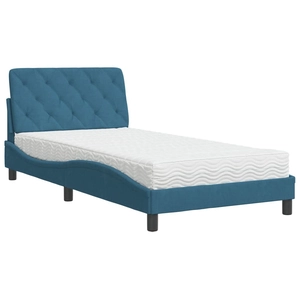 vidaXL Lit avec matelas bleu 140x190 cm velours pas cher