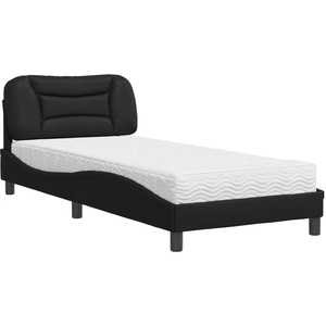 vidaXL Lit avec matelas noir 90x190 cm similicuir pas cher