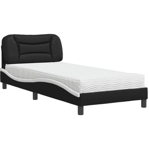 vidaXL Lit avec matelas noir et blanc 80x200 cm similicuir pas cher