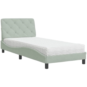 vidaXL Lit avec matelas gris clair 90x190 cm velours pas cher