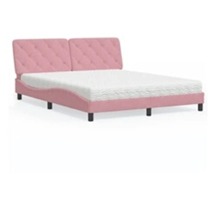 vidaXL Lit avec matelas rose 160x200 cm velours pas cher