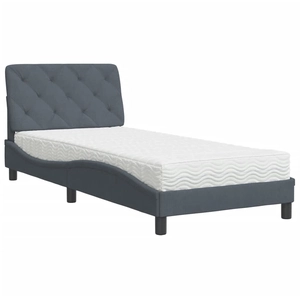 vidaXL Lit avec matelas gris foncé 80x200 cm velours pas cher