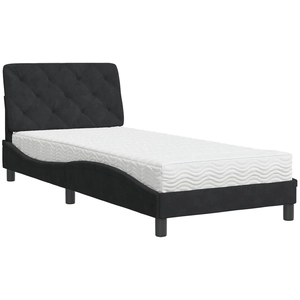 vidaXL Lit avec matelas noir 80x200 cm velours pas cher