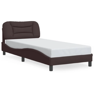 vidaXL Cadre de lit avec lumières LED marron foncé 90x200 cm tissu pas cher