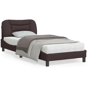 vidaXL Cadre de lit avec lumières LED marron foncé 80x200 cm tissu pas cher