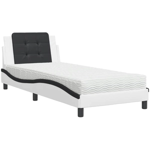 vidaXL Lit avec matelas blanc et noir 180x200 cm similicuir pas cher
