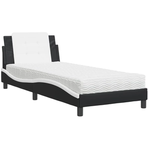 vidaXL Lit avec matelas noir et blanc 100x200 cm similicuir pas cher