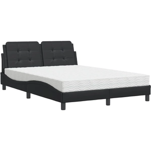 vidaXL Lit avec matelas noir 120x200 cm similicuir pas cher