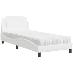 vidaXL Lit avec matelas blanc 100x200 cm similicuir pas cher