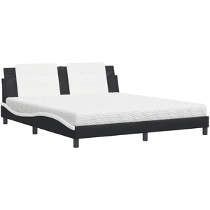 vidaXL Lit avec matelas noir et blanc 200x200 cm similicuir pas cher