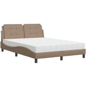 vidaXL Lit avec matelas cappuccino 140x190 cm similicuir pas cher