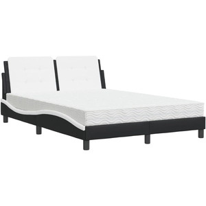 vidaXL Lit avec matelas noir et blanc 140x190 cm similicuir pas cher