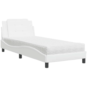 vidaXL Lit avec matelas blanc 90x190 cm similicuir pas cher
