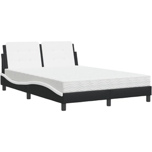 vidaXL Lit avec matelas noir et blanc 140x200 cm similicuir pas cher