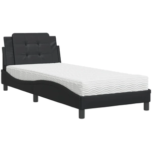 vidaXL Lit avec matelas noir 80x200 cm similicuir pas cher